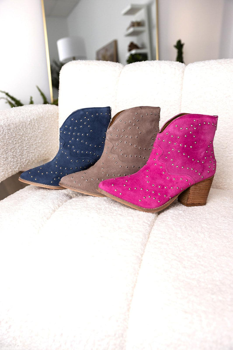 Twilight Studded Heeled Ankle Boot in Black - Three Mad Hatters Mercantile 