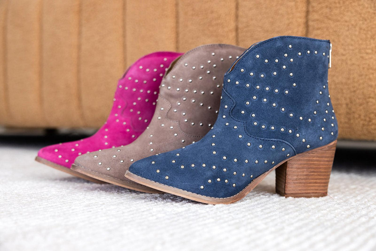 Twilight Studded Heeled Ankle Boot in Black - Three Mad Hatters Mercantile 