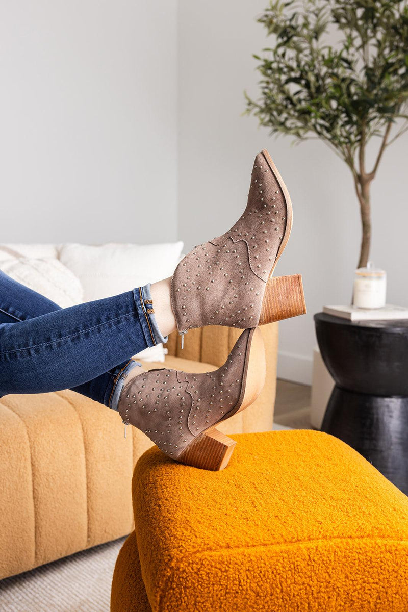 Twilight Studded Heeled Ankle Boot in Black - Three Mad Hatters Mercantile 