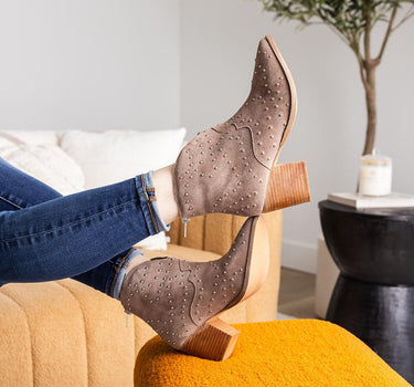 Twilight Studded Heeled Ankle Boot in Magenta