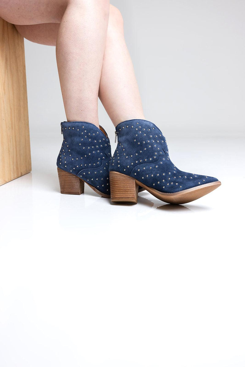 Twilight Studded Heeled Ankle Boot in Black - Three Mad Hatters Mercantile 
