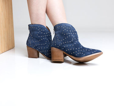 Twilight Studded Heeled Ankle Boot in Black