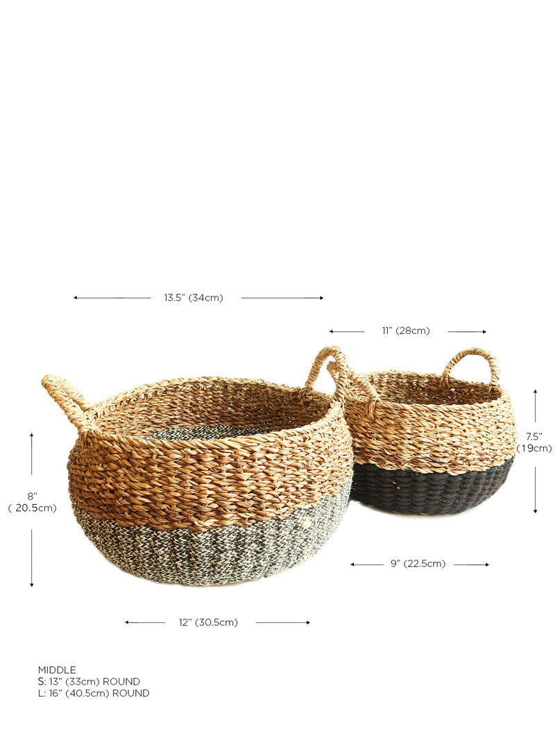 Ula Floor Basket - Black Basket with Handle   