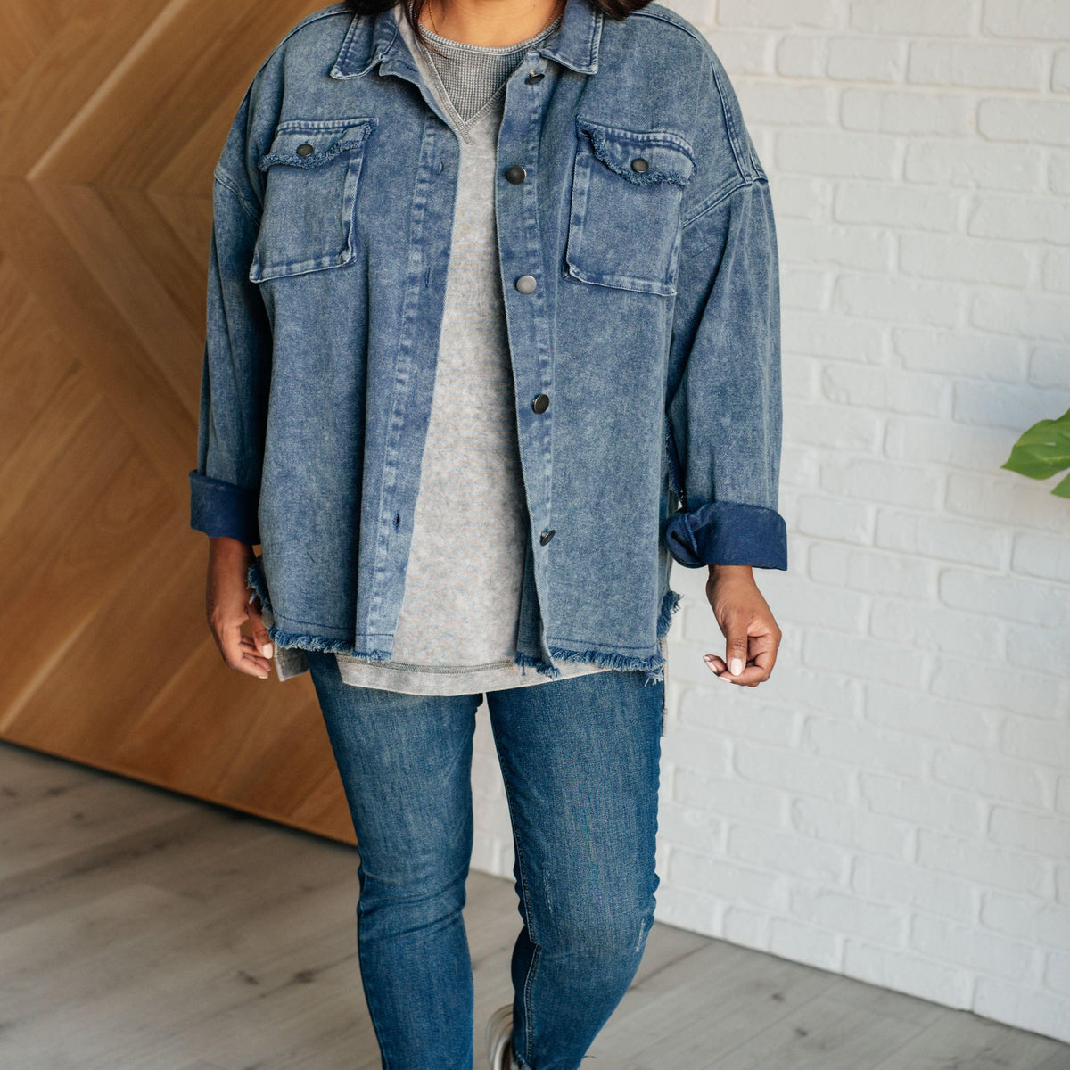 Unbothered Mineral Wash Top in Grey - Three Mad Hatters Mercantile 