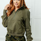 Under Her Spell Half Zip Pullover in Green Tops