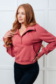 Under Her Spell Half Zip Pullover in Mauve Tops