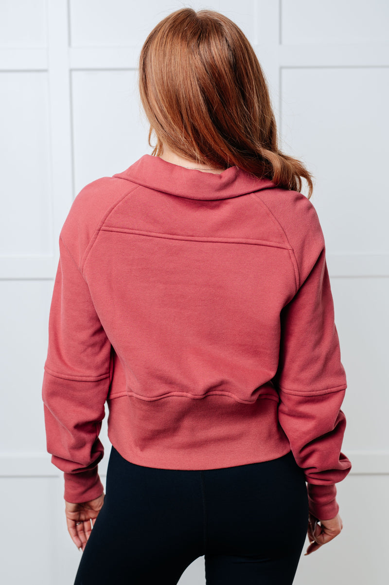 Under Her Spell Half Zip Pullover in Mauve Tops