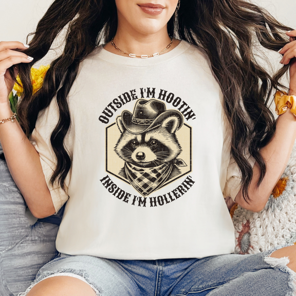 Outside I'm Hootin' Inside I'm Hollerin' Graphic Tee Womens   