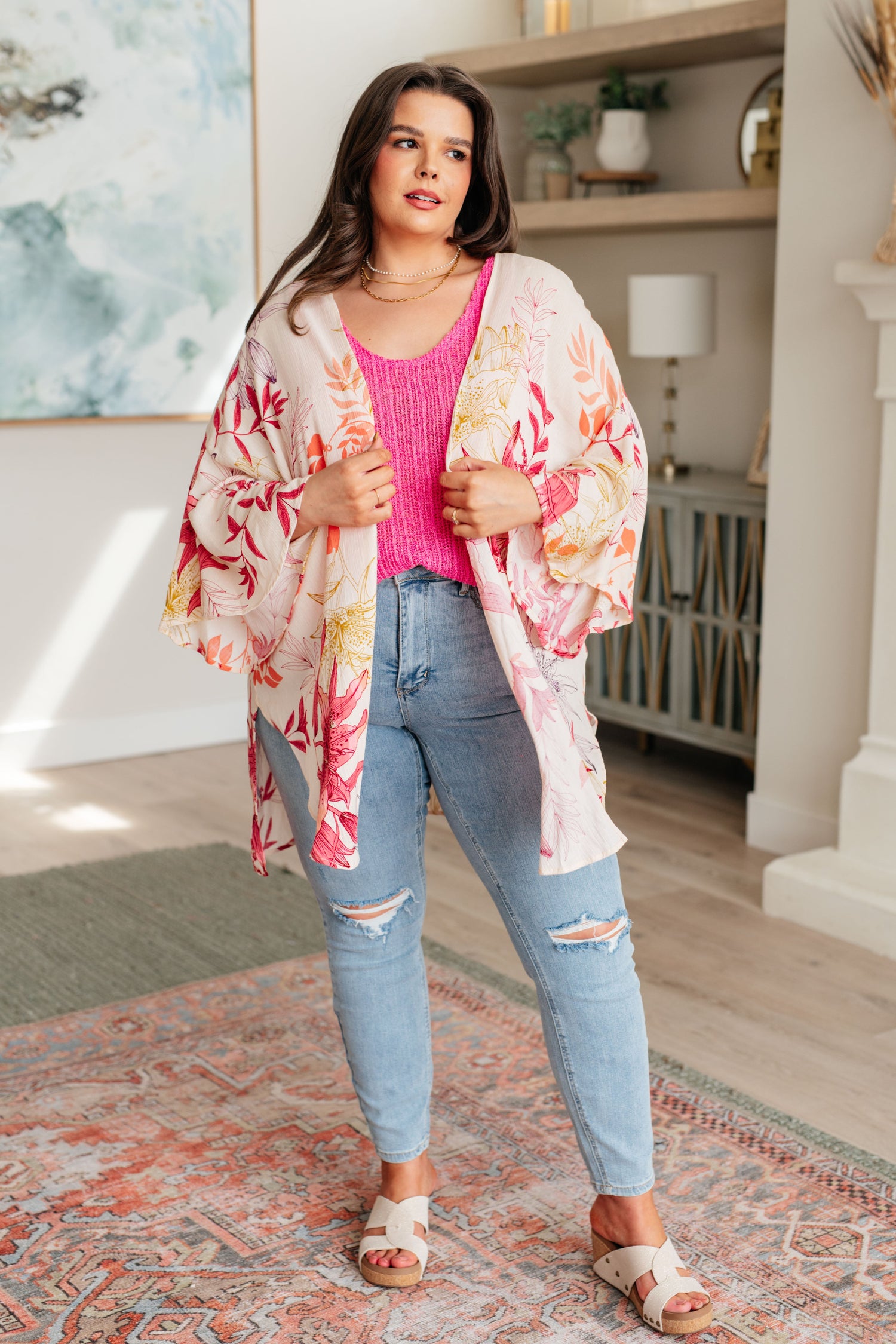 Vacay Season Bell Sleeve Kimono Womens Kimono   