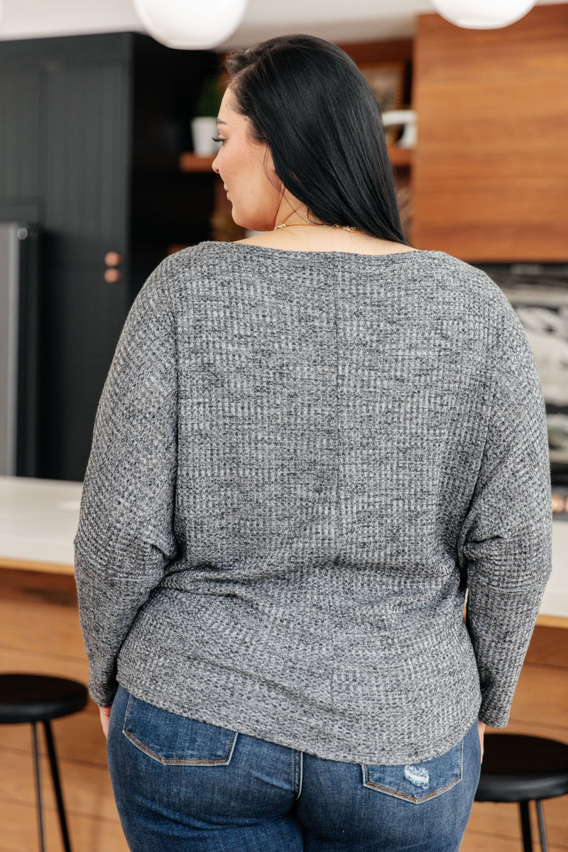 Warm Thoughts Ribbed Top in Charcoal Tops   