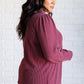 When the Sun Goes Down Mineral Wash Ribbed Knit Top in Wine Tops   