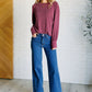 When the Sun Goes Down Mineral Wash Ribbed Knit Top in Wine Tops   