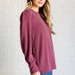 When the Sun Goes Down Mineral Wash Ribbed Knit Top in Wine Tops   