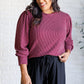 When the Sun Goes Down Mineral Wash Ribbed Knit Top in Wine Tops   