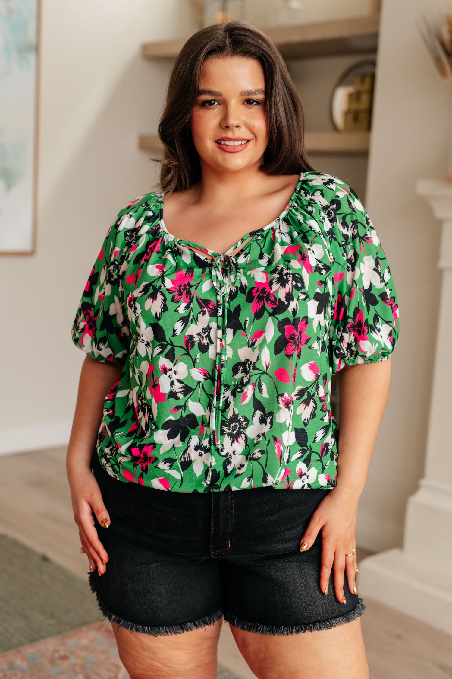 Wild and Bright Floral Top Tops   