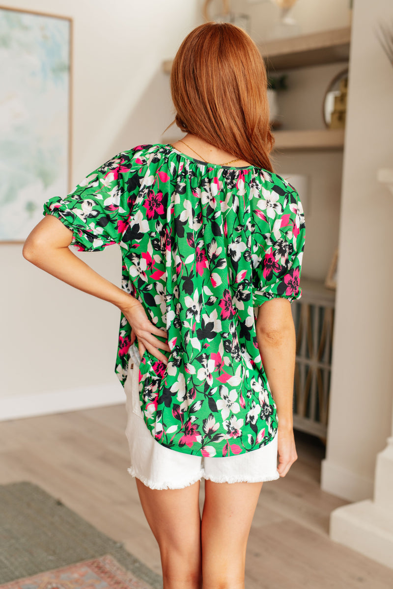 Wild and Bright Floral Top Tops   