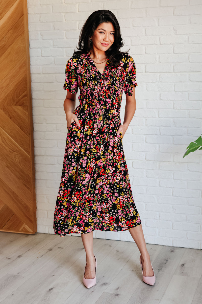 Wildflower and Barley V-Neck Button Up Dress Dresses   