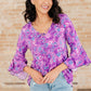 Willow Bell Sleeve Top in Lavender Paisley Tops   