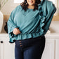 Winging It Ruffle Detail Top in Teal Tops   