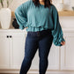 Winging It Ruffle Detail Top in Teal Tops   