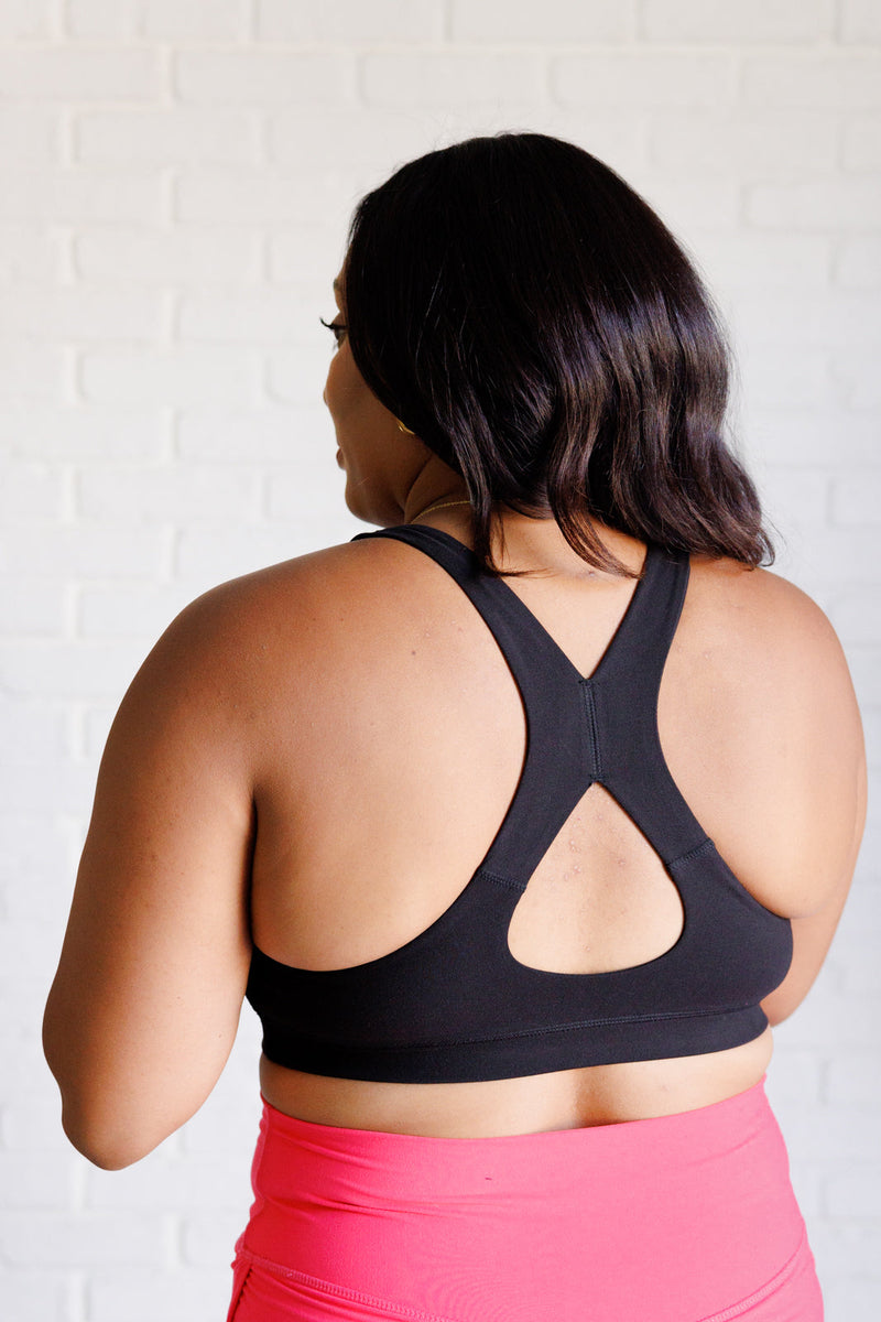 Working Out My Ego Cross Back Sports Bra in Black Athleisure   