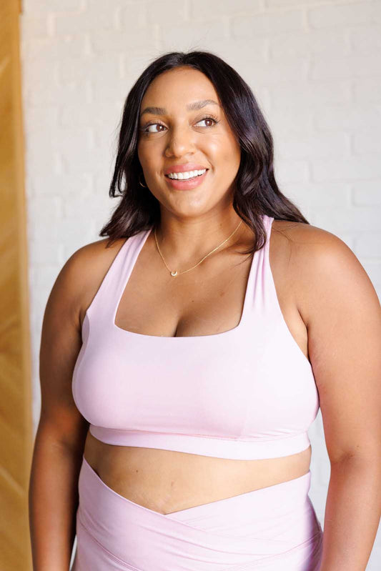 Working Out My Ego Cross Back Sports Bra in Mauve Peony Athleisure   