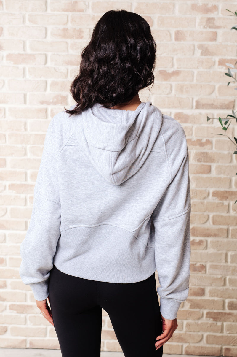 Working Up A Sweat Hooded Pullover in Grey Athleisure   