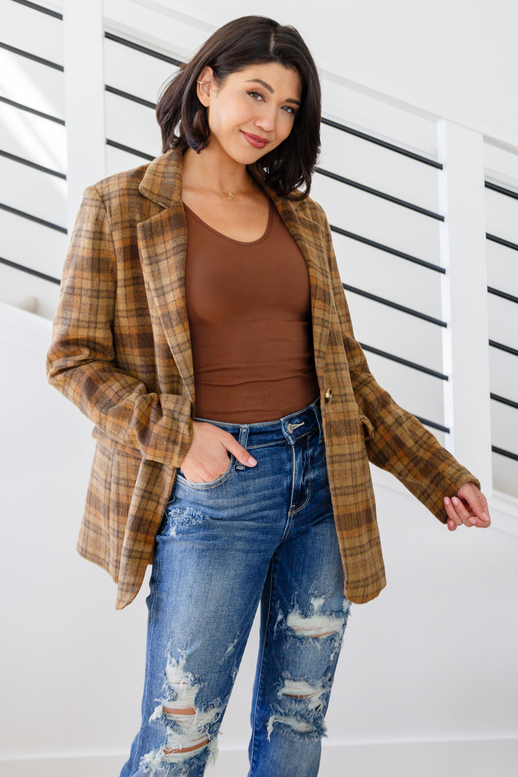 World Class Plaid Blazer Layers   