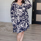 Worthwhile Moment Floral Tiered Dress in Oatmeal and Navy Womens Dresses   