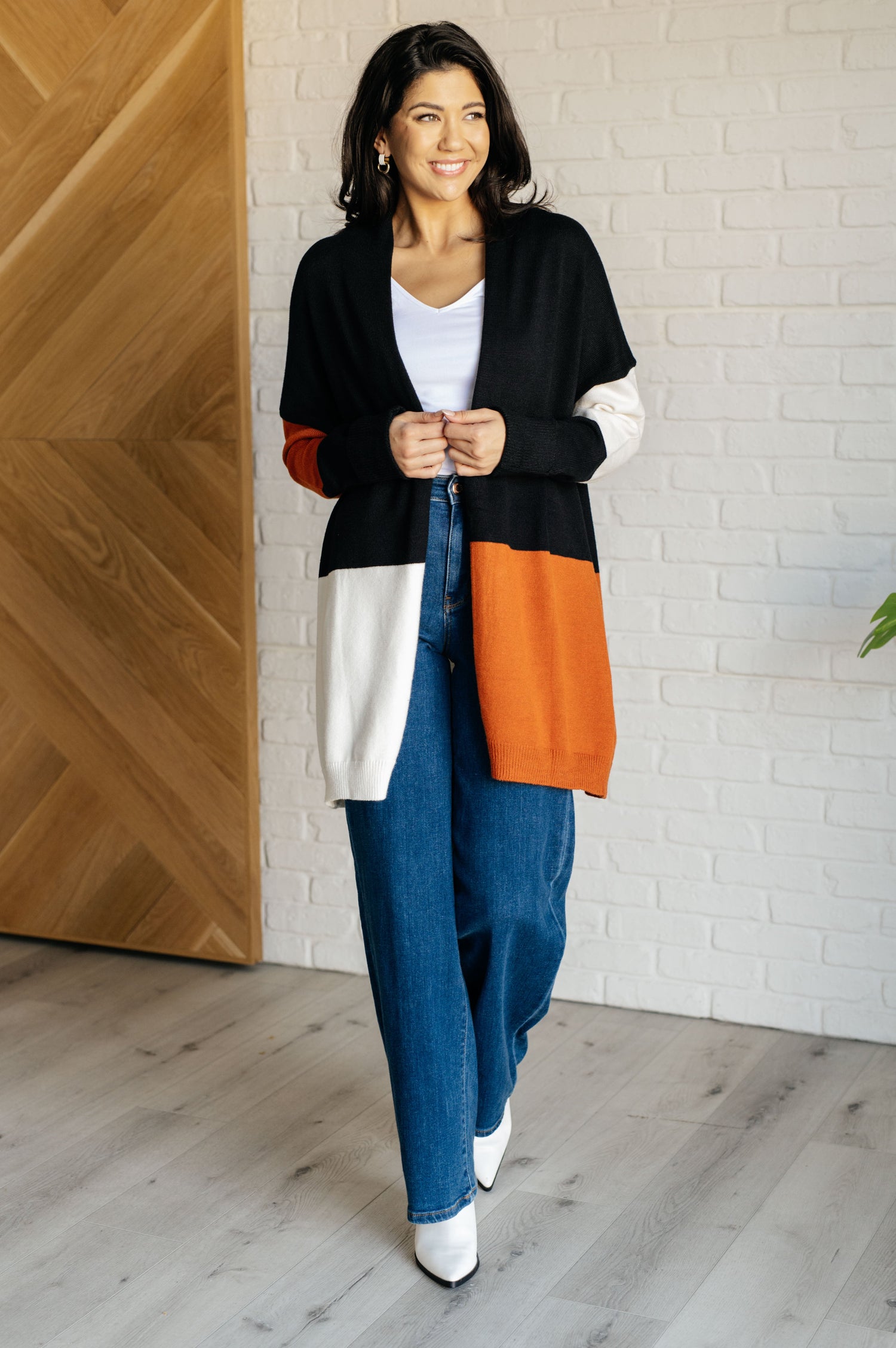 Writer's Block Color Block Open Front Cardigan Layers   