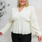 Xanidu Long Sleeve V Neck Blouse in White Womens