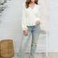 Xanidu Long Sleeve V Neck Blouse in White Womens