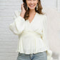 Xanidu Long Sleeve V Neck Blouse in White Womens