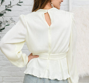 Xanidu Long Sleeve V Neck Blouse in White