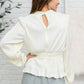 Xanidu Long Sleeve V Neck Blouse in White Womens