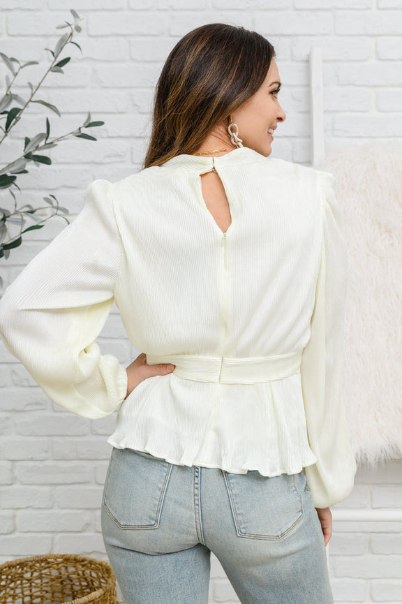 Xanidu Long Sleeve V Neck Blouse in White Womens