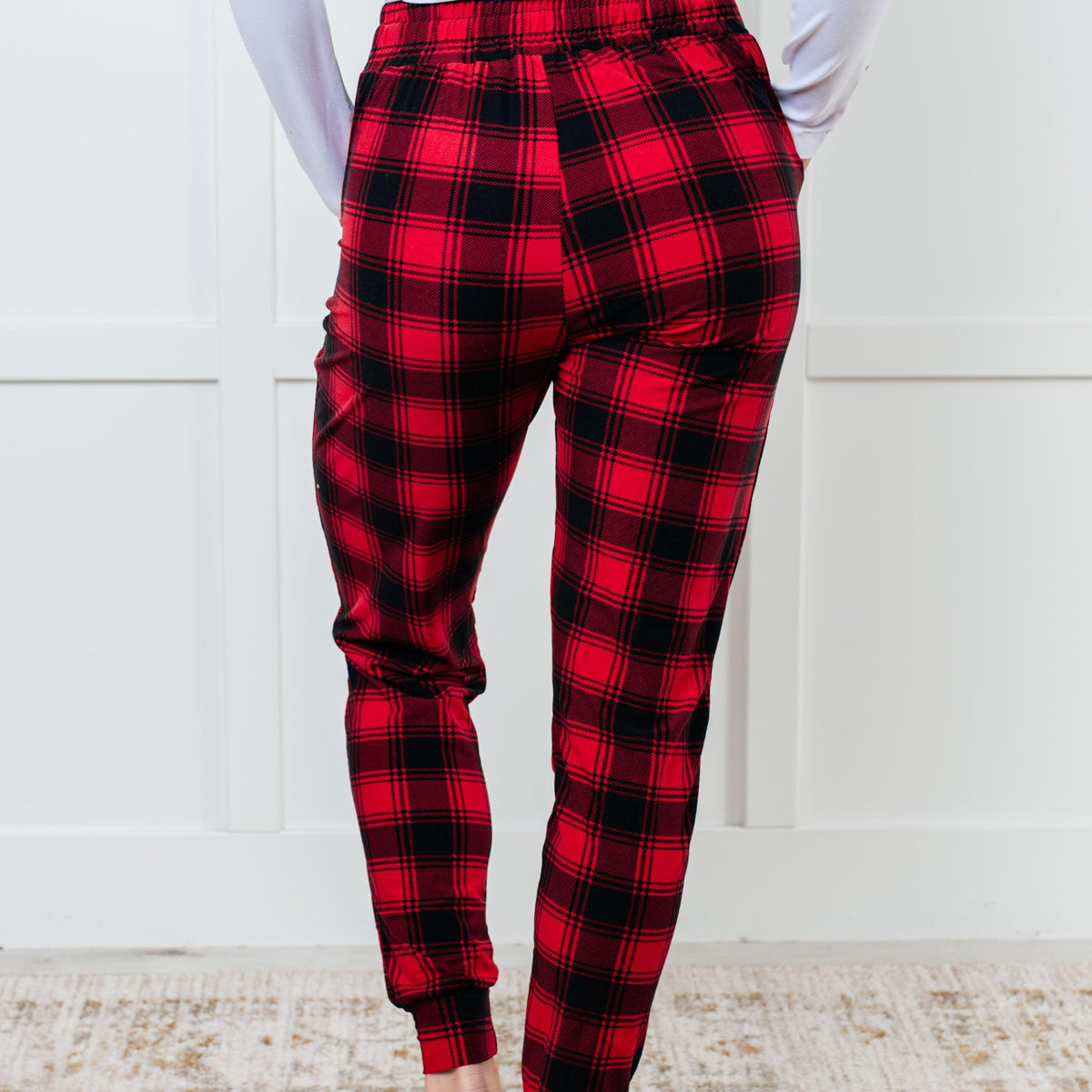 Your New Favorite Joggers in Red Plaid - Three Mad Hatters Mercantile 
