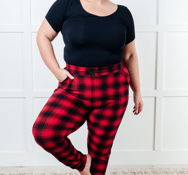 Your New Favorite Joggers in Red Plaid