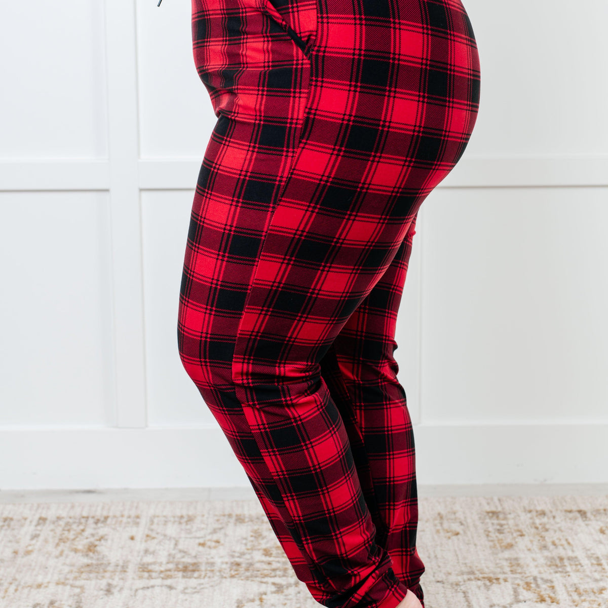 Your New Favorite Joggers in Red Plaid - Three Mad Hatters Mercantile 