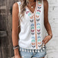 Printed V-Neck Tank w Tassels Womens Tank Tops   