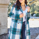 Double Take Plaid Button Up Lapel Collar Coat
