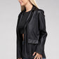 Sleek Pu Leather Blazer with Front Closure Blazer   