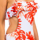 OPEN SIDED ONE PIECE BATHING SUIT WITH RUFFLED SHO    