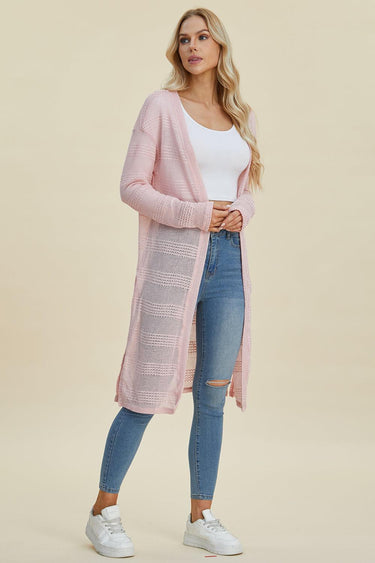 Double Take Open Front Longline Cardigan