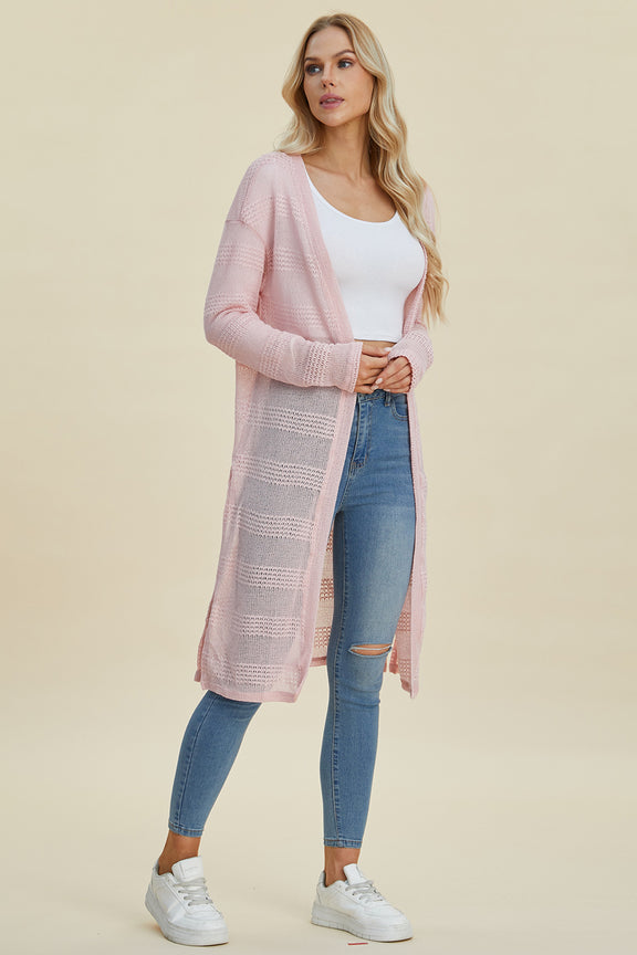 Double Take Open Front Longline Cardigan Cardigan