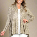 Be Stage Leopard Peplum Open Front Cardigan