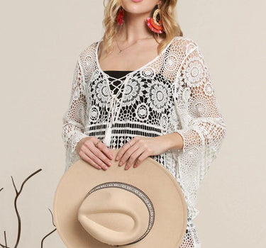 ADORA Front Lace Up Crochet Top