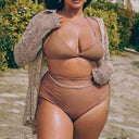 Curvy Two Piece High Waist with Ruched Front