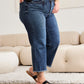 RFM Tummy Control High Waist Raw Hem Jeans Denim   