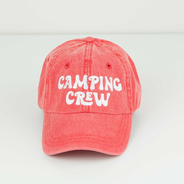 Camping Crew Embroidered Hat Cap Red Adult 